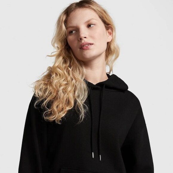 PINK VICTORIA'S SECRET BLACK OVERSIZED PREMIUM FLEECE PULLOVER HOODIE SZ XXL~NEW - Picture 4 of 6